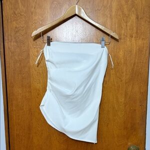 Zara Asymmetrical White Strapless Shirt - size M